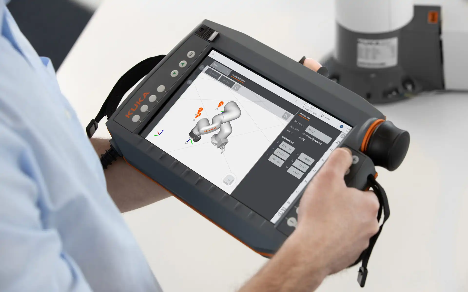 KUKA smartPAD pro: in use by human